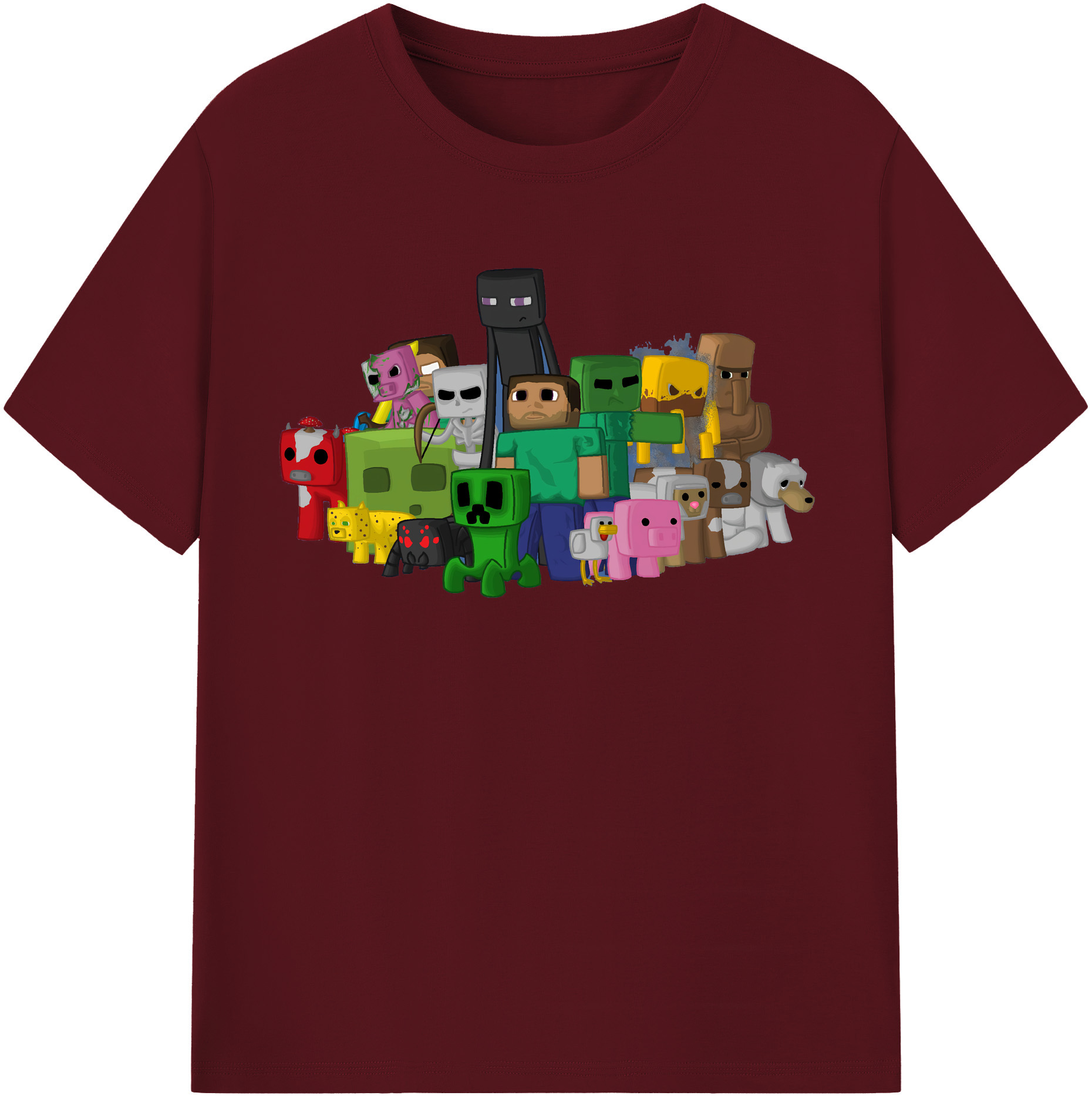 （画像用） マインクラフト ブロックの世界 Minecraft MC Block world 綿100％半袖Tシャツ（フロントプリント）